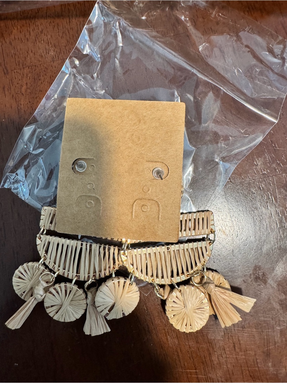 Plunder Natural Raffia Fan Drop Earrings - Beige
